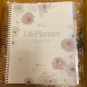 Erin Condren LifePlanner horizontal layout flora dahlia rose gold spiral